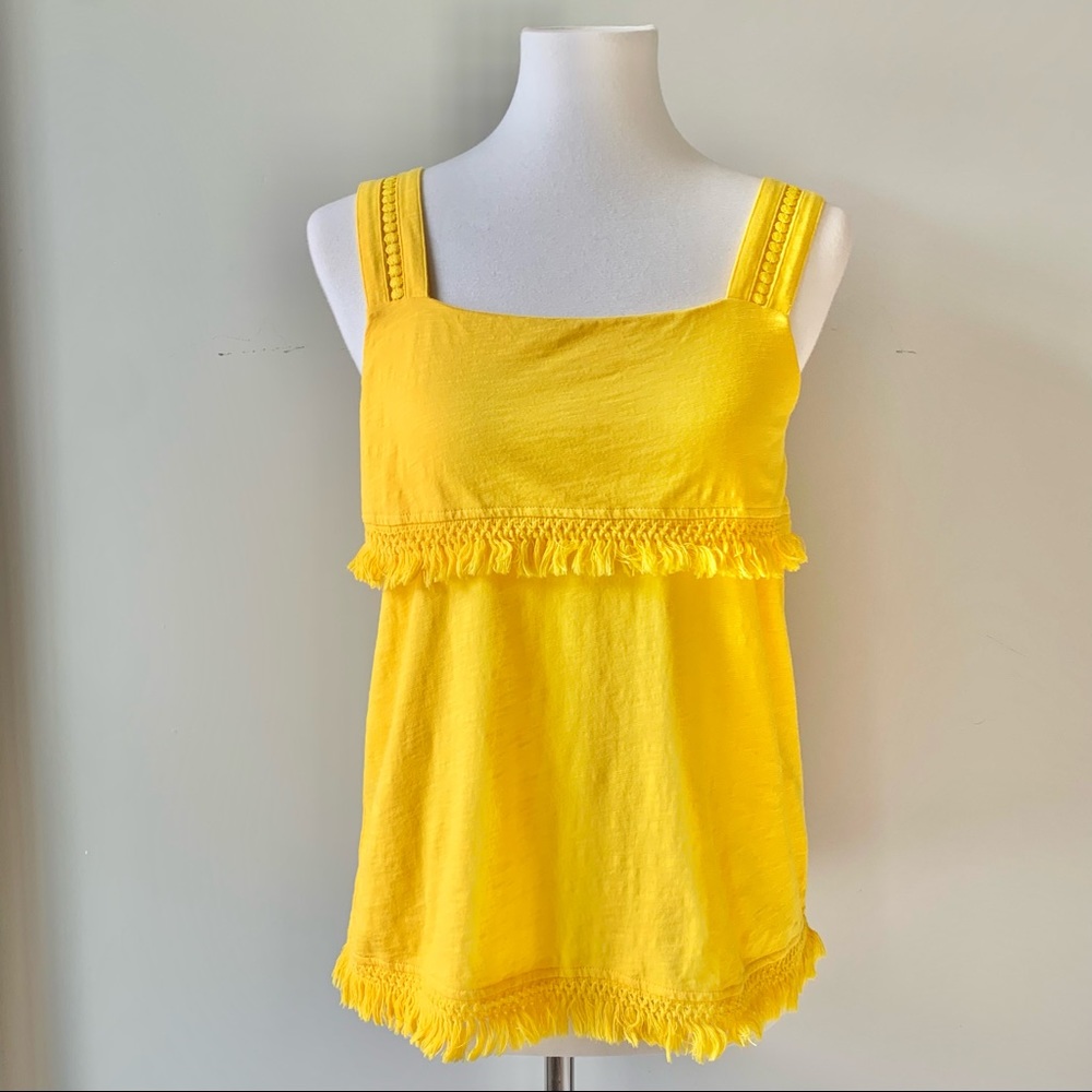 J. Crew Bright Yellow Fringe Tank Top Size X-Small